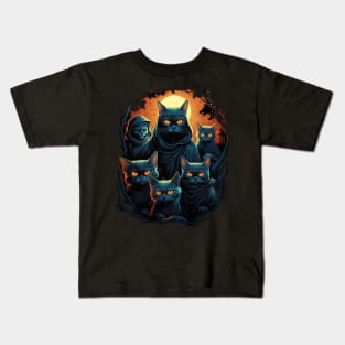 Halloween Scary Black Cats Lover Kids T-Shirt